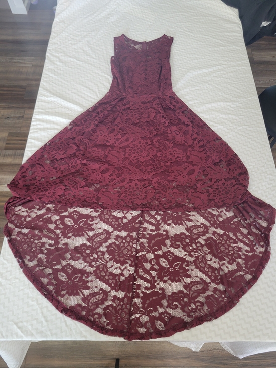 Dresses & Skirts - Sleeveless Burgundy Lace High-Low Dress Sz XS